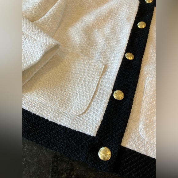 New J.Crew Factory Tweed Lady Jacket, Ivory & Black Contrast Business Blazer, 14 - Picture 5 of 9